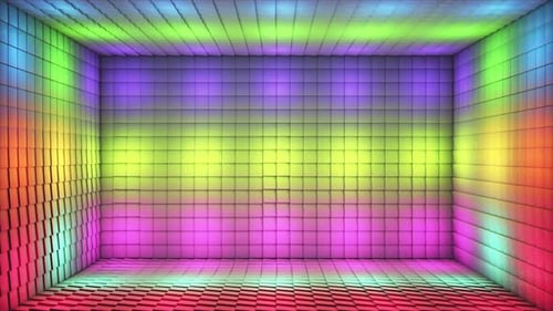 Broadcast Pulsating Hi-Tech Blinking Illuminated Cubes Room Stage 27