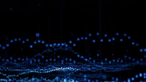 Digital Waves Gliding Across A Futuristic Grid