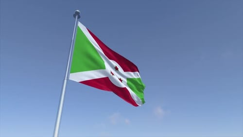 Burundi National Flag Waving with Realistic Cloth Physics
