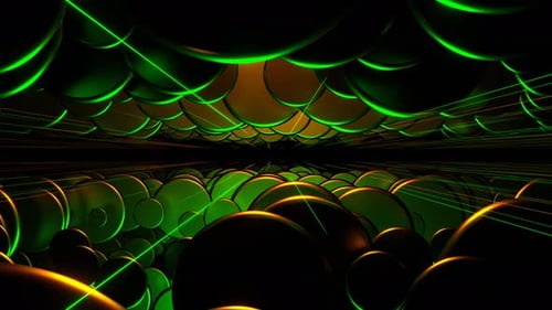 Orangefarbener und grüner abstrakter Kreis-Bewegungshintergrund Vj Loop In 4K