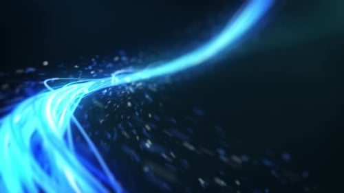 Abstract Close Up of Glowing Blue Light Stream Path