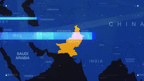 Pakistan Map Black And Blue Breaking News Style