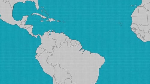 World Map Zoom and Highlight of Suriname Animation