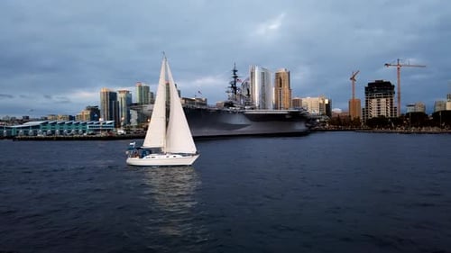 Military boat at the port of San Diego, California