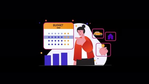 Animated Financial Budget Planning with Flat Design Elements