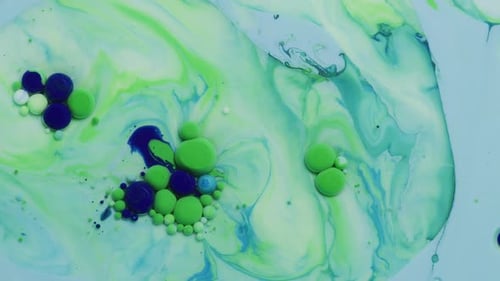 Abstract Close Up Texture Of Oil With Blue And Green Paint