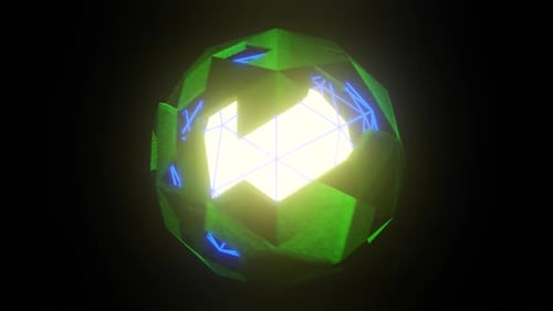 Green and Blue and Yellow Audio Reactive Visual Sphera Background Loop Animation in 1080HD