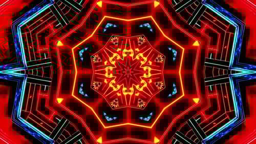 Dynamischer Neontunnelwirbel mit pulsierenden abstrakten geometrischen Mustern