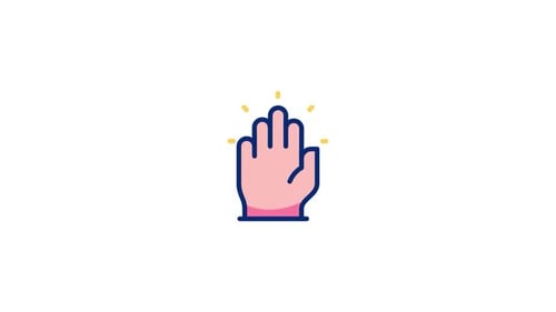 Flat Design Animated Stop Hand Warning Icon