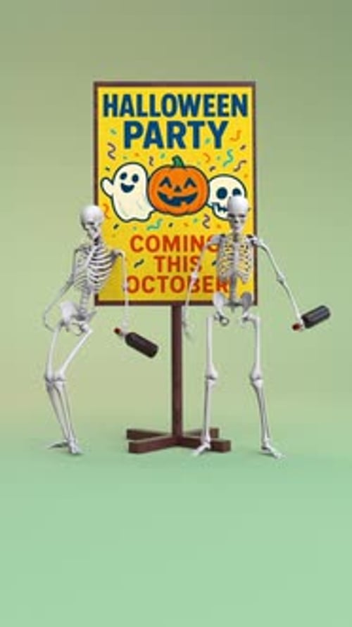 Skeletons Halloween Party Poster Loop