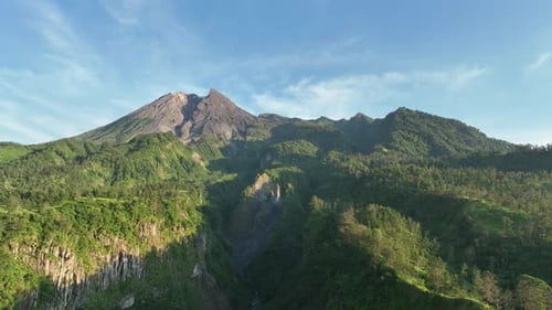 Aerial View of Mount Merapi in the Morning