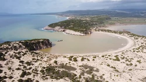 Voidokilia Beach and Sand Dunes at Peloponnese, Greece - Scenic Aerial