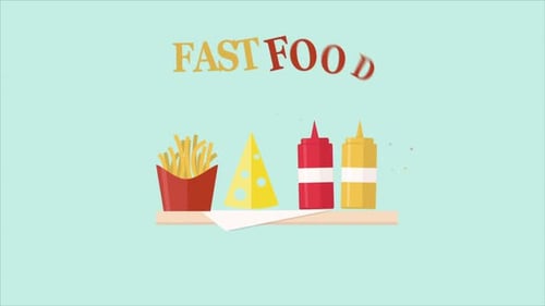 Flat Design Animated Fast Food Item Reveal
