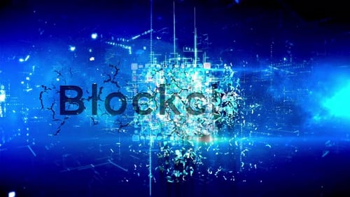 Futuristic Blockchain Data Network Cube Reveal