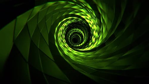 Light Green Spectacular Spiral Sci Fi Tunnel Background VJ Loop l 4K