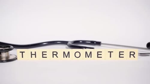Thermometer Letters with Stethoscope Medical Device