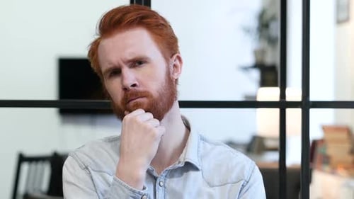 Portrait of Thinking Pensive Man