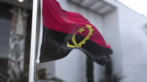 Angola Flag Waving in Realistic Wind Animation