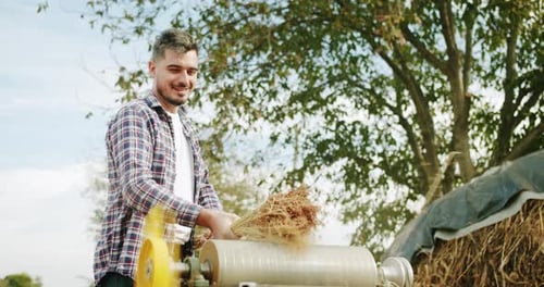Young Farmer Work on Field Agriculture Concept of Agribusiness