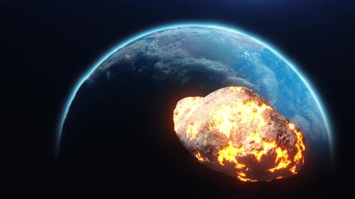 Fiery Asteroid Entering Earth's Atmosphere from Space