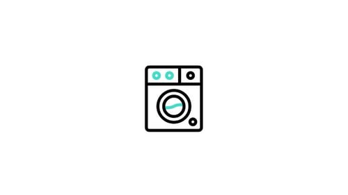Minimalist Washing Machine Icon Animation with Water Effect