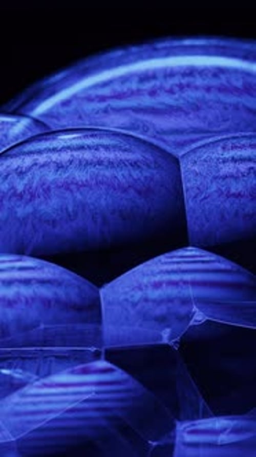 Layers Of Blue Soap Bubbles With Iridescent Swirls