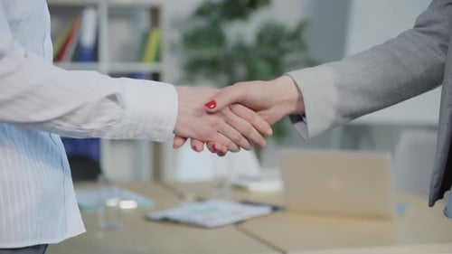 Close Up of Business People Shaking Hands in Office Successful Corporate Partnership Professional