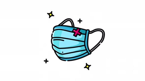 Looping Illustrated Medical Face Mask Animation