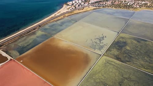 Evaporating Sea Water Salt Pond in Sea Saltern