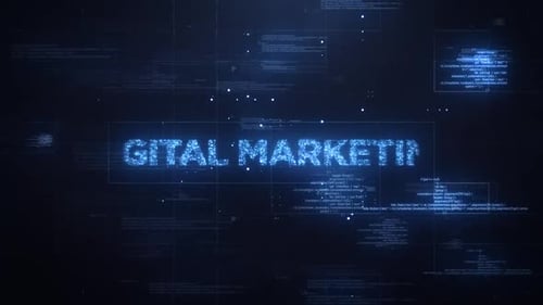 Digital Marketing Word On Dynamic Technology Background