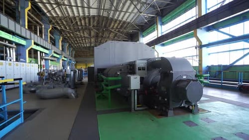 Engineering Structure Thermal Power Station View of Pipes and Turbines Energy Conversion System