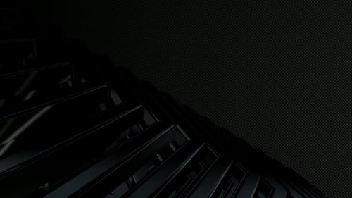 Dark Background with Figure Animation in the Corner, Shapes, Reflection, Unique Design, 3D Render