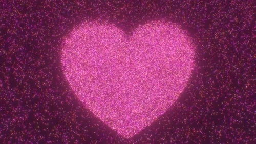 Bright Glowing Pink Heart Made Of Tiny Glittering Neon Sparkle Lights - 4K
