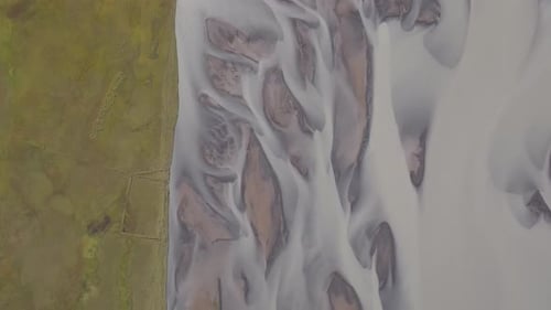 Glacial Rivers from Above. Aerial Photograph of the River Streams from Icelandic Glaciers