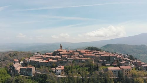 Luftaufnahme der Altstadt, umgeben von Wald A