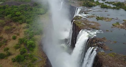 Footage of the Aerial View to the Victoria Falls, Zimbabwe