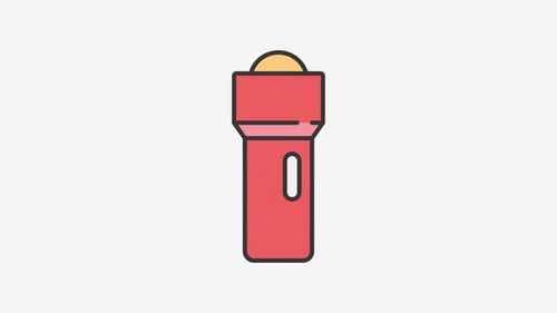 Animated Flashlight Turning On and Off Flat Design Icon