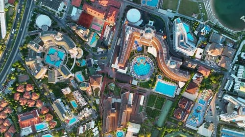 Infrastructure of Hotels Aerial View 4 K Turkey Alanya Avsallar