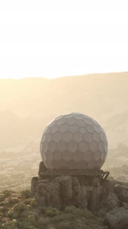 Observatory Dome Standing Tall in the Middle of a Vast Desert Landscape