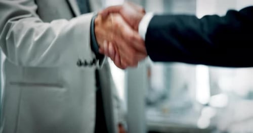 Business, people and meeting with handshake in office for welcome, introduction and partnership