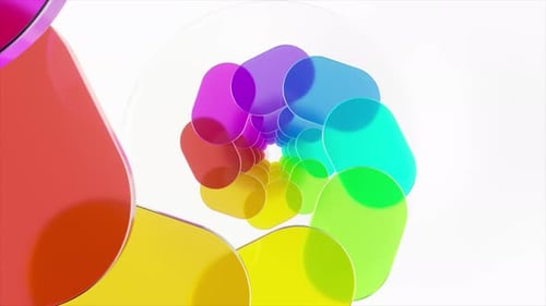 Ovales colorés transparents tournant dynamiquement générant un motif en spirale fascinant avec des couleurs vibrantes