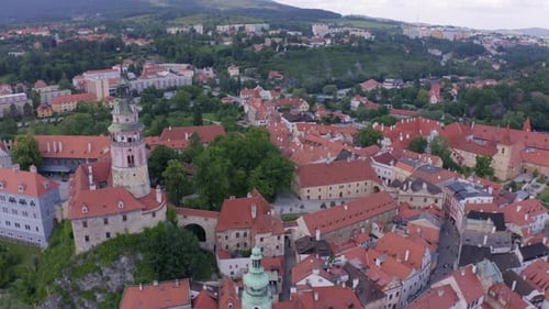 Fairytale Town and Beautiful Houses with Castle in Cesky Krumlov Czech Republic
