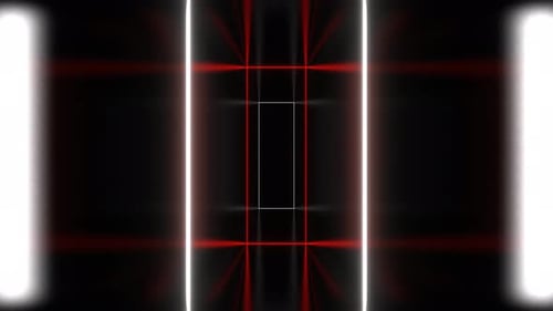 Rot-weißer endloser Fantasy-Korridor und blinkender Portal-Hintergrund VJ Loop in 4K