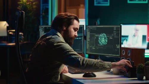 Man Inserting Disk Into PC Containing Software Turning AI Into Sentient Being