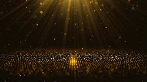 Golden Sparkling Particles and Snowflakes Festive Background Loop