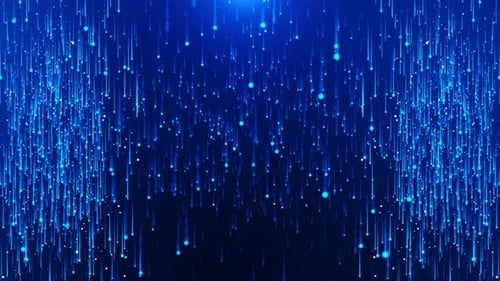 Abstract Blue Particles Falling Digital Technology Background