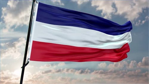 Realistic Blue White Red Striped Flag Waving Loop