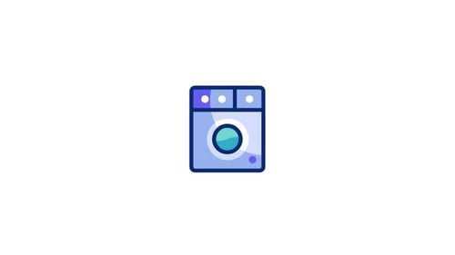 Animated Flat Design Washing Machine Icon