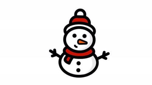 Animated Minimalist Christmas Snowman Icon Loop