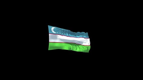 Uzbekistan Flag Waving Seamless Loop Animation